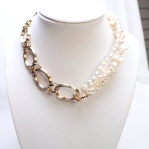 DANNIJO Gold Tone Freshwater Pearl Lily Necklace $245 New